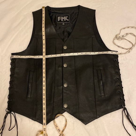 Men’s Leather Biker Vest XXL Black, FMC New, Genuine, Authentic - Picture 4 of 14